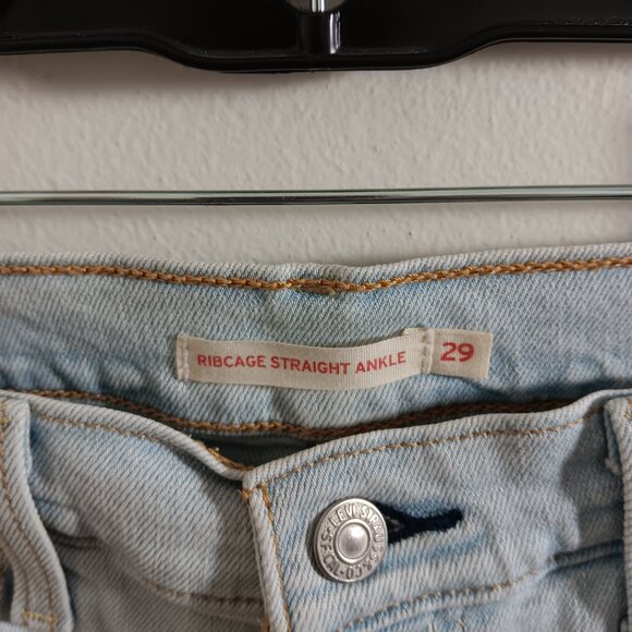 Levi's ribcage straight ankle jeans women 29 light wash high rise button fly - Picture 7 of 9